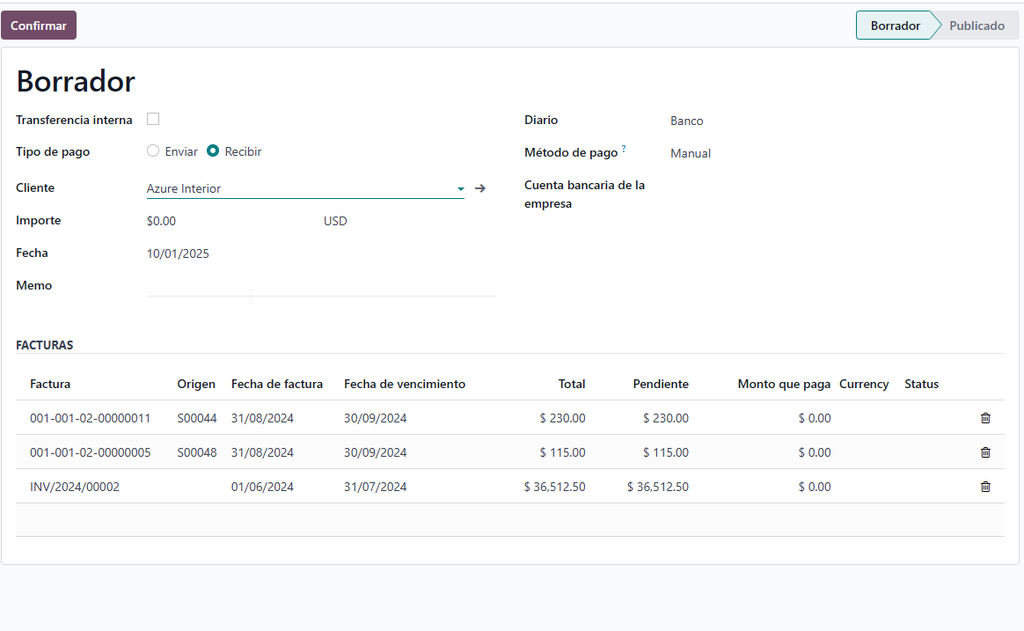 Modulo Pago de múltiples facturas para cliente y proveedor